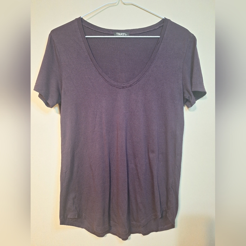 TNA small purple modal cotton soft scoop neck shortsleeve tee